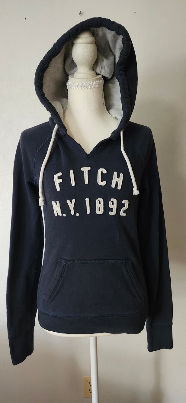 Vintage Abercrombie & Fitch Y2K Navy Blue Hoodie Small Medium
